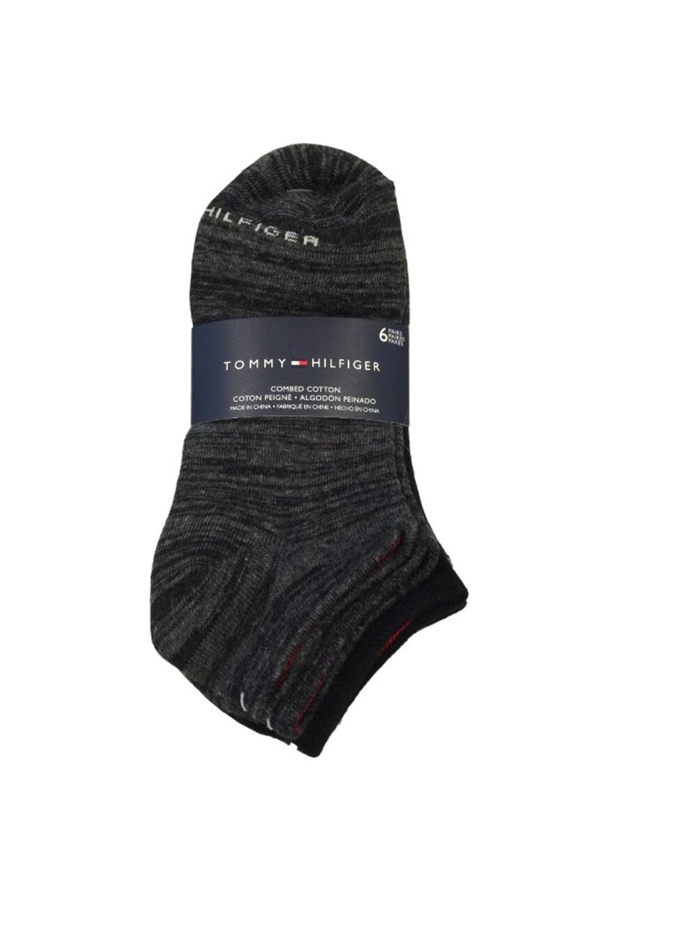 Tommy Hilfiger Ladies Low Cut Size 6-9.5 Socks Set of 6 Gray Black